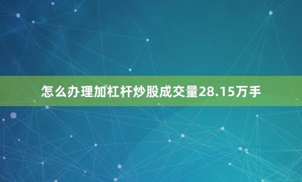 怎么办理加杠杆炒股成交量28.15万手